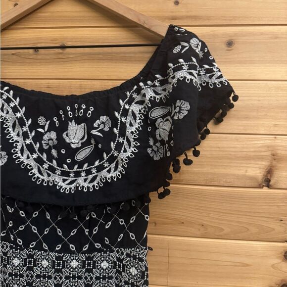 By Anthropologie Size 4 Marisol Off The Shoulder Embroidered Boho Midi Dress - Picture 8 of 16